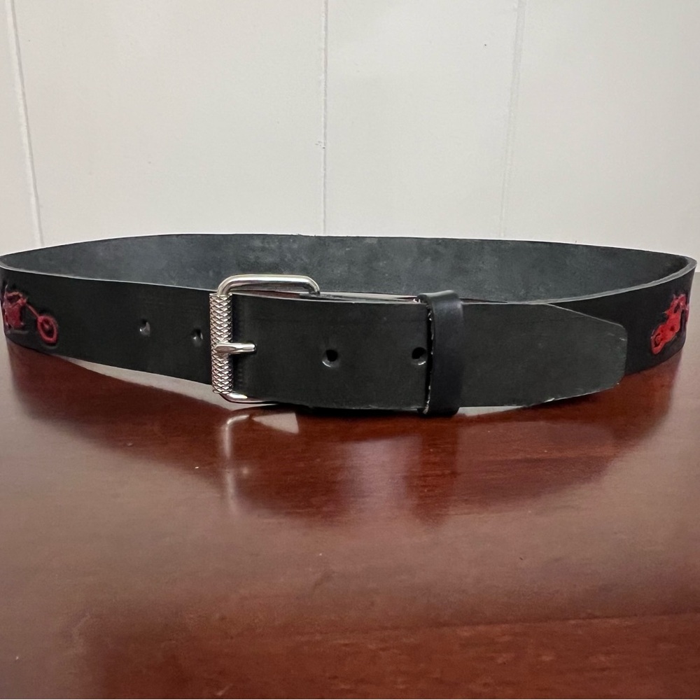Vintage tooled Leather biker Belt Bentley’s Biker Saloon Maine rare edgy EUC - Picture 10 of 15